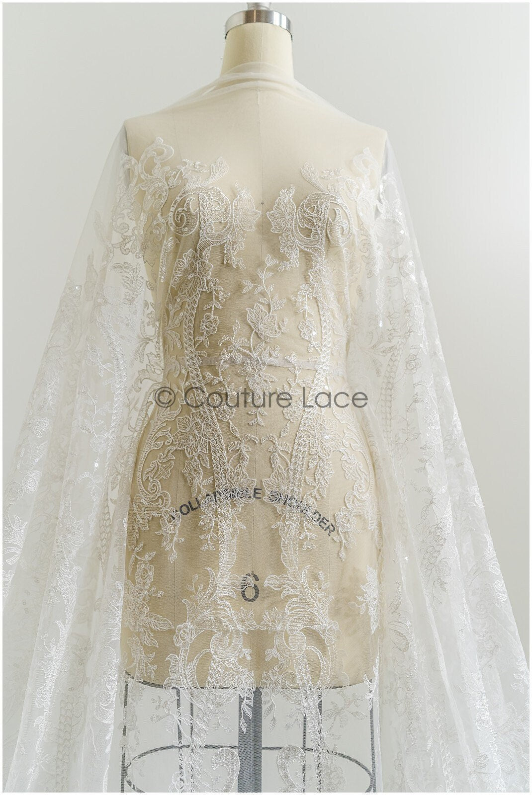 Romantische Braut Spitze Off-White/ Blumen Spitze/ Hochzeitskleid Spitenstoff/ Brautsptze// L21-085B