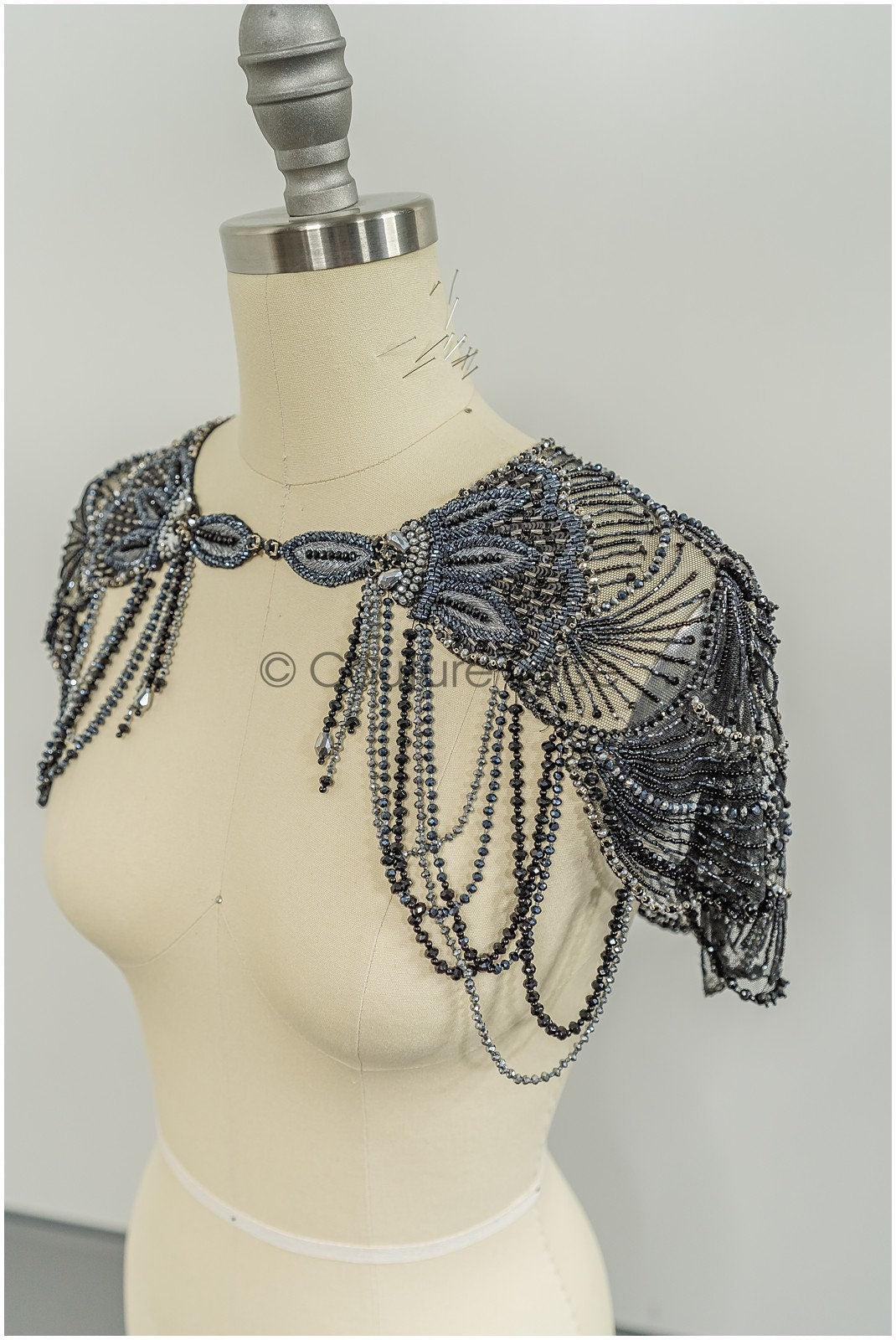 Black bridal cape/wedding cape/cover up/rhinestone bolero/pearl capelet/bridal bolero// E19-019BL