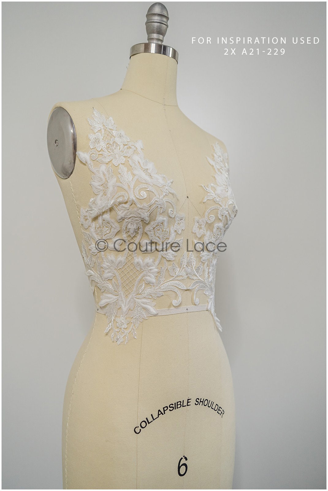 Floral lace applique for wedding dress, floral lace patch, embroidered lace applique, bridal applique// A21-229