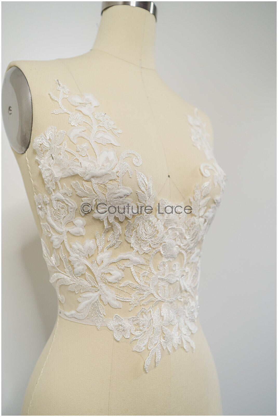 Floral lace applique for wedding dress, floral lace patch, embroidered lace applique, bridal applique// A21-225