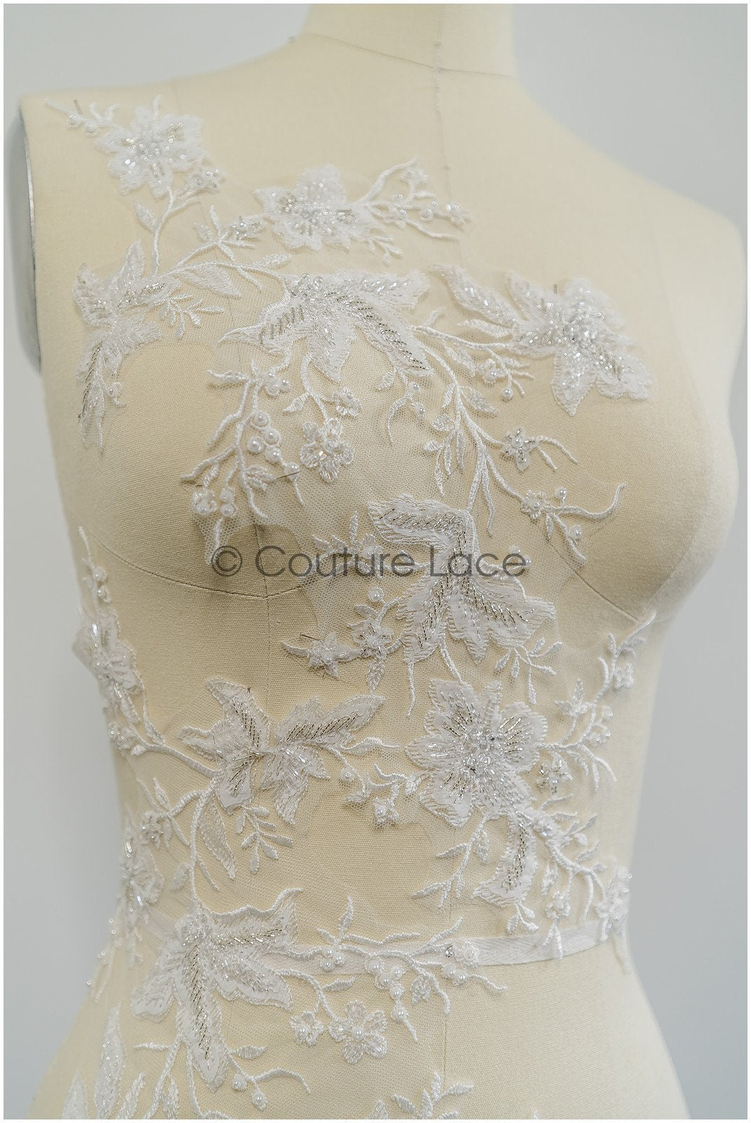 handbestickte Florale SpitzenApplikation für Brautkleid, Blumenspitze Aufnäher, bestickte Spitzenapplikation, Brautapplikation// A21-226