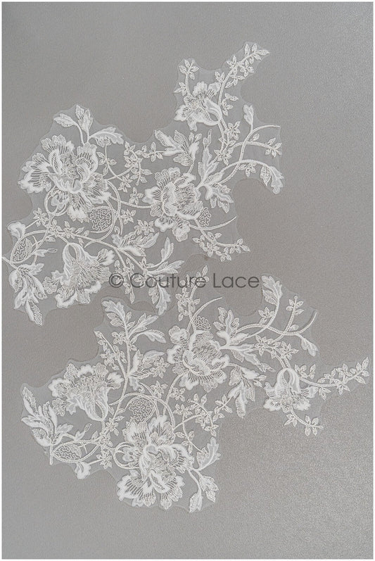 Perlen Applikation für Brautkleid, Blumenspitze Aufnäher, bestickte Spitzenapplikation, Brautapplikation// A21-222