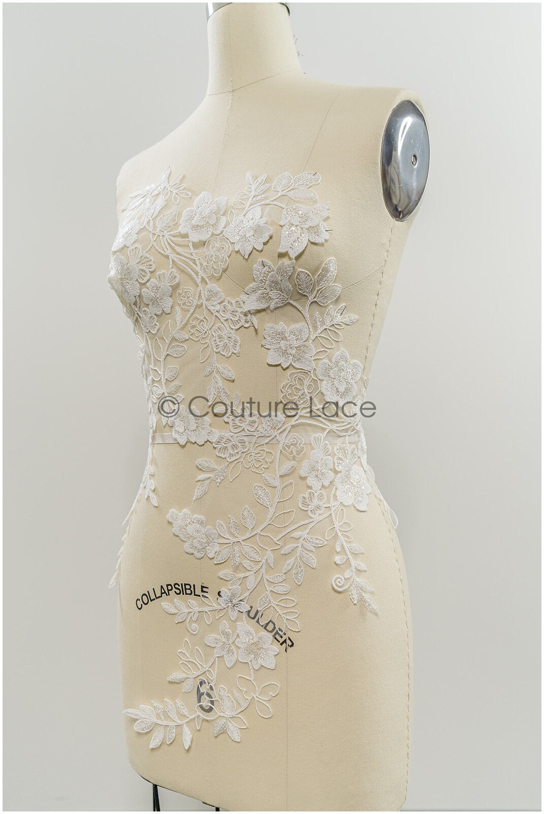 Floral lace appliques for bridal dress, floral lace patches, embroidered lace appliques, corded lace appliques off-white// A21-221