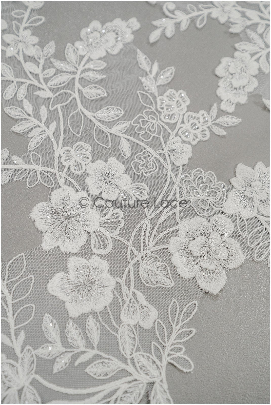 Floral lace appliques for bridal dress, floral lace patches, embroidered lace appliques, corded lace appliques off-white// A21-221