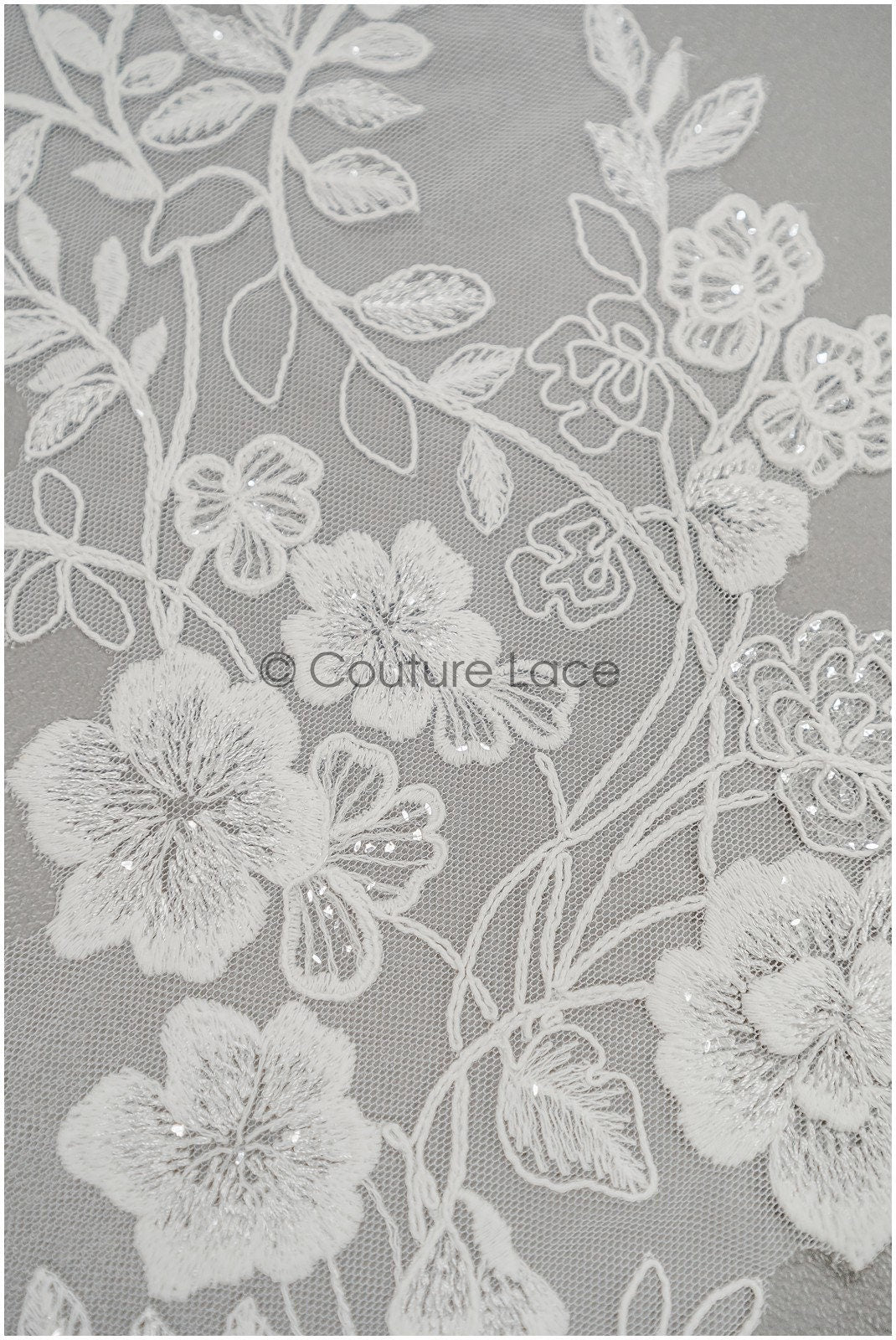 Floral lace appliques for bridal dress, floral lace patches, embroidered lace appliques, corded lace appliques off-white// A21-221