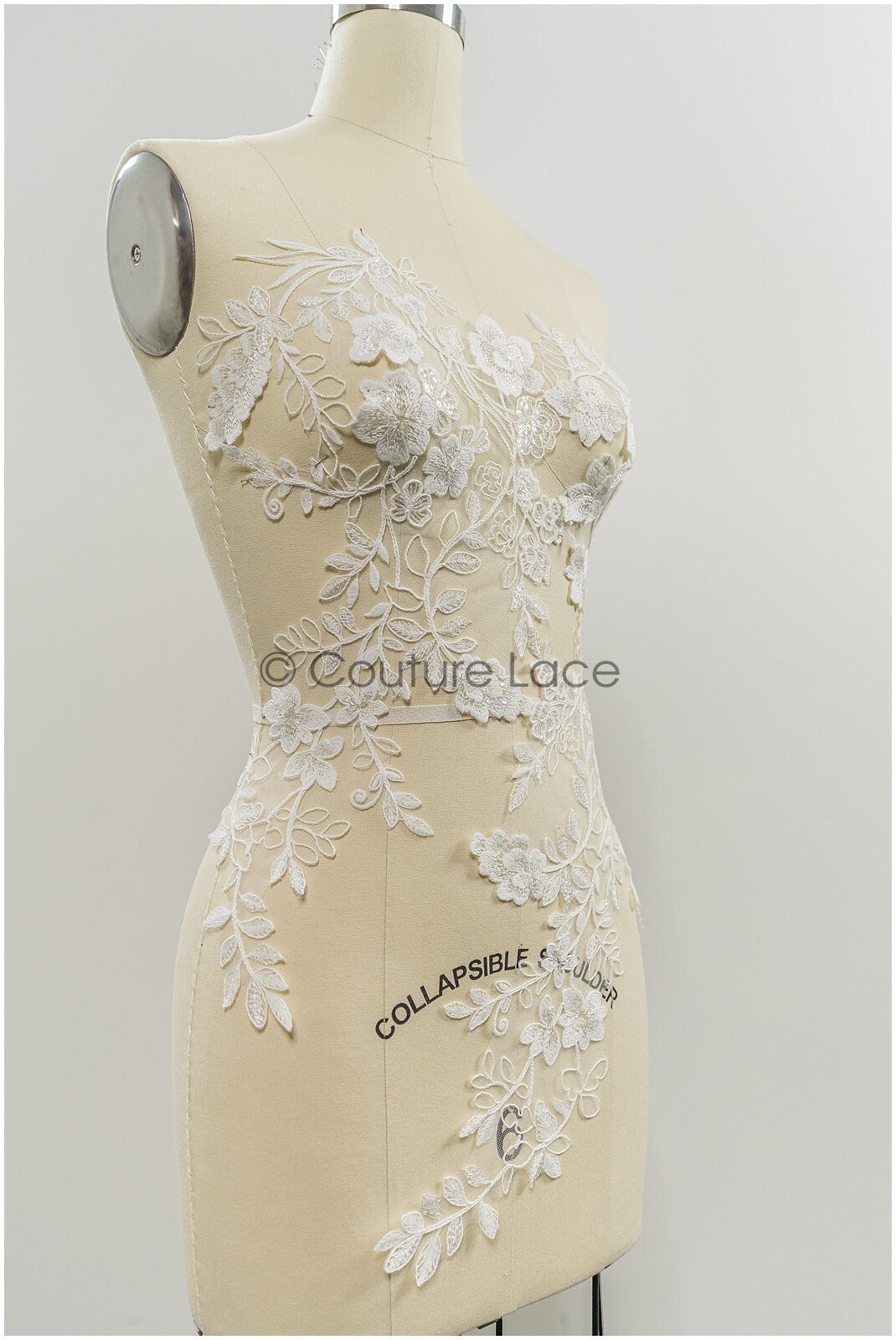 Floral lace appliques for bridal dress, floral lace patches, embroidered lace appliques, corded lace appliques off-white// A21-221