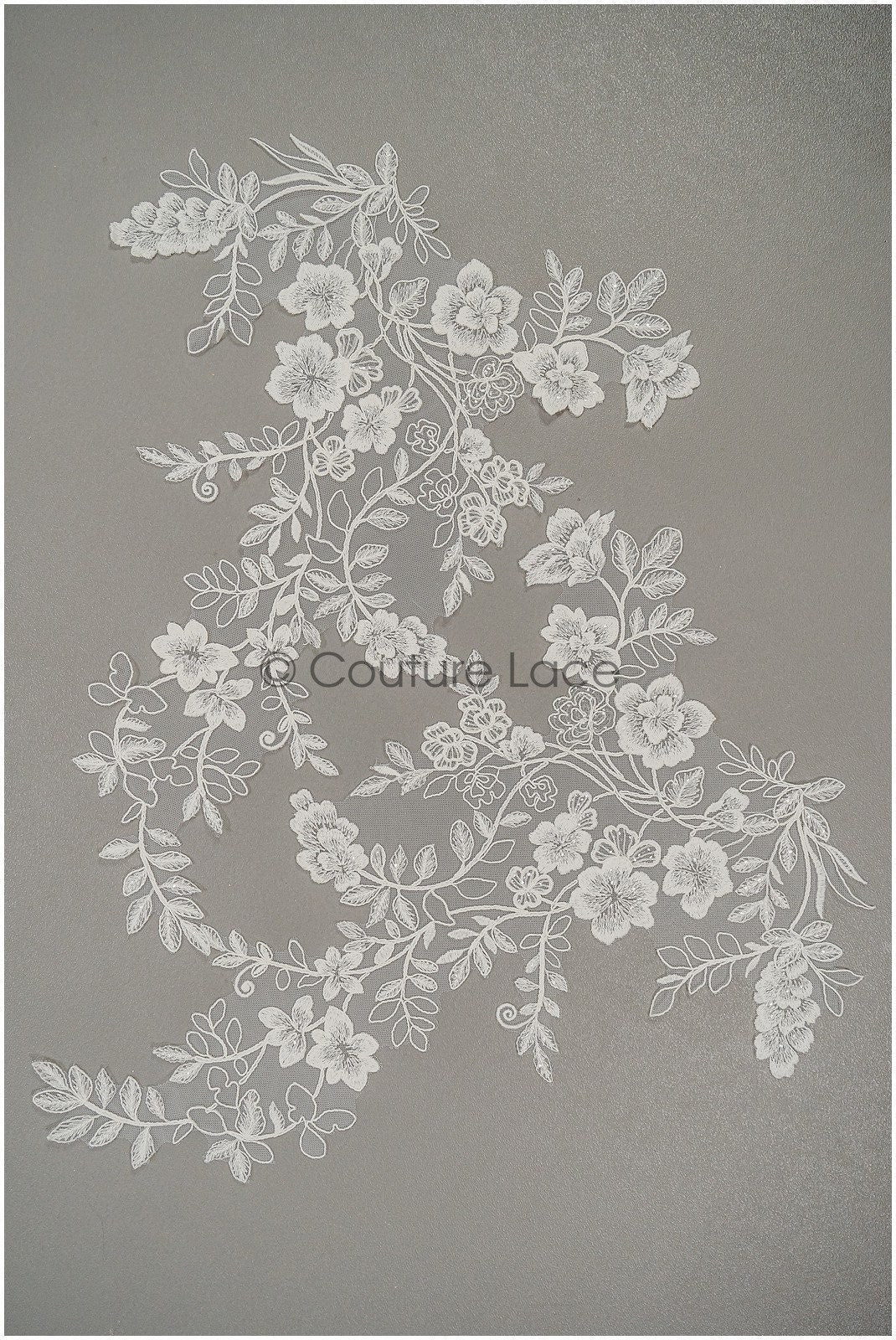 Floral lace appliques for bridal dress, floral lace patches, embroidered lace appliques, corded lace appliques off-white// A21-221