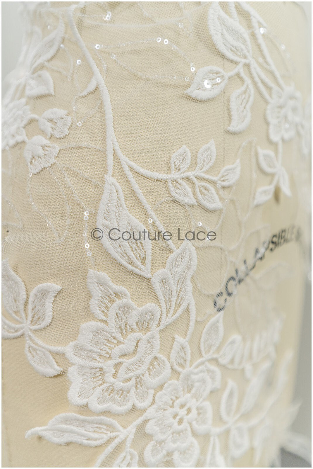 Floral lace appliques for bridal dress, floral lace patches, embroidered lace appliques, corded lace appliques off-white// A21-220