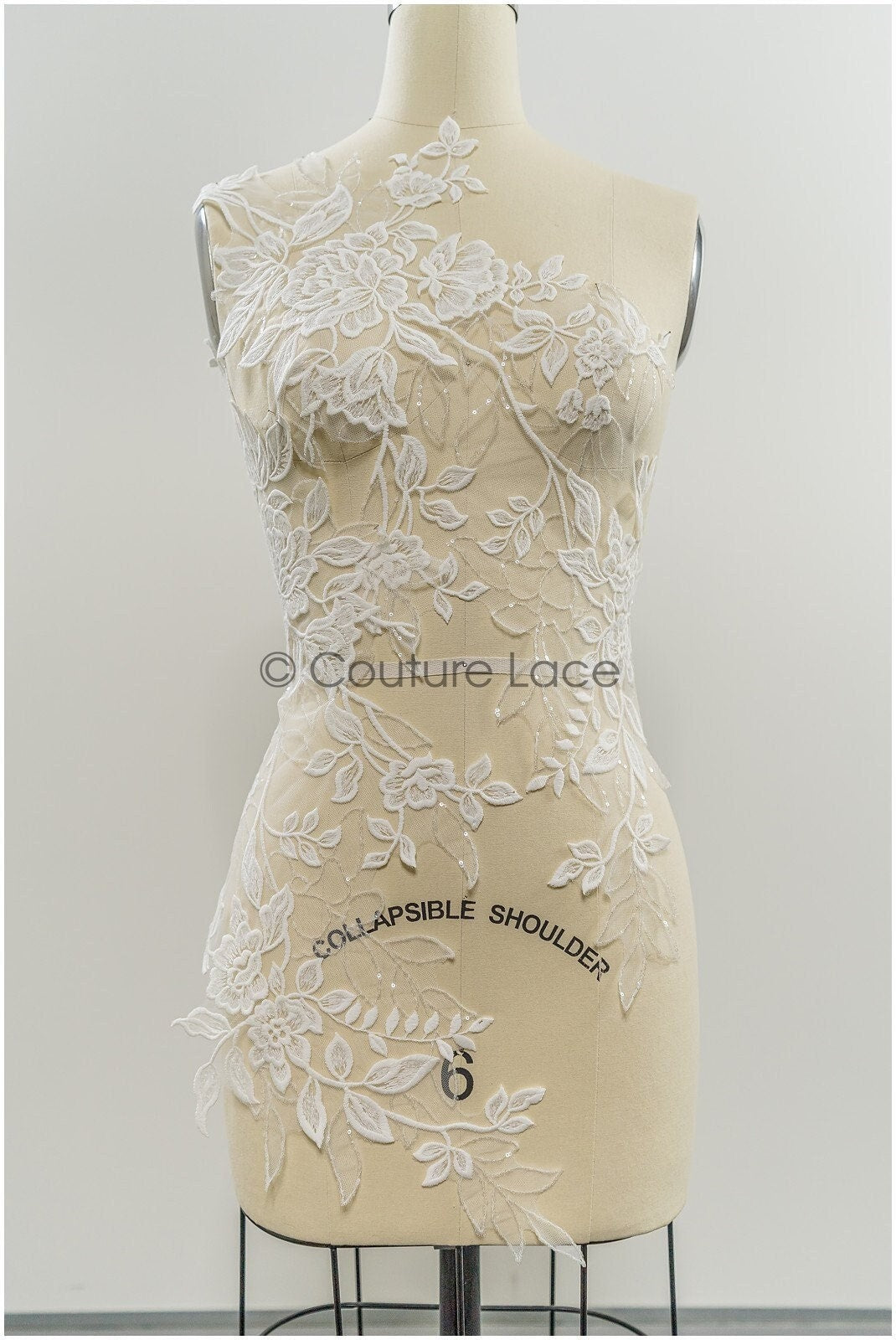 Floral lace appliques for bridal dress, floral lace patches, embroidered lace appliques, corded lace appliques off-white// A21-220