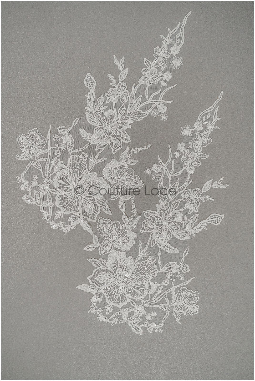 Floral lace appliques for bridal dress, floral lace patches, embroidered lace appliques, corded lace appliques off-white// A21-219