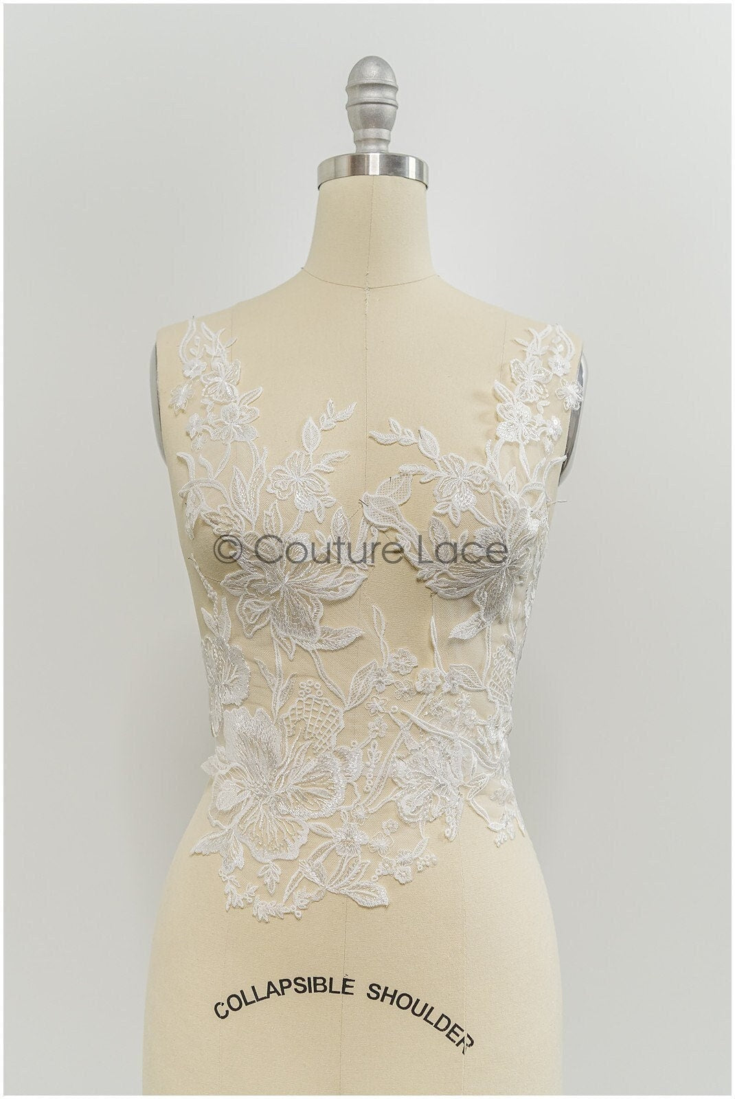 Floral lace appliques for bridal dress, floral lace patches, embroidered lace appliques, corded lace appliques off-white// A21-219