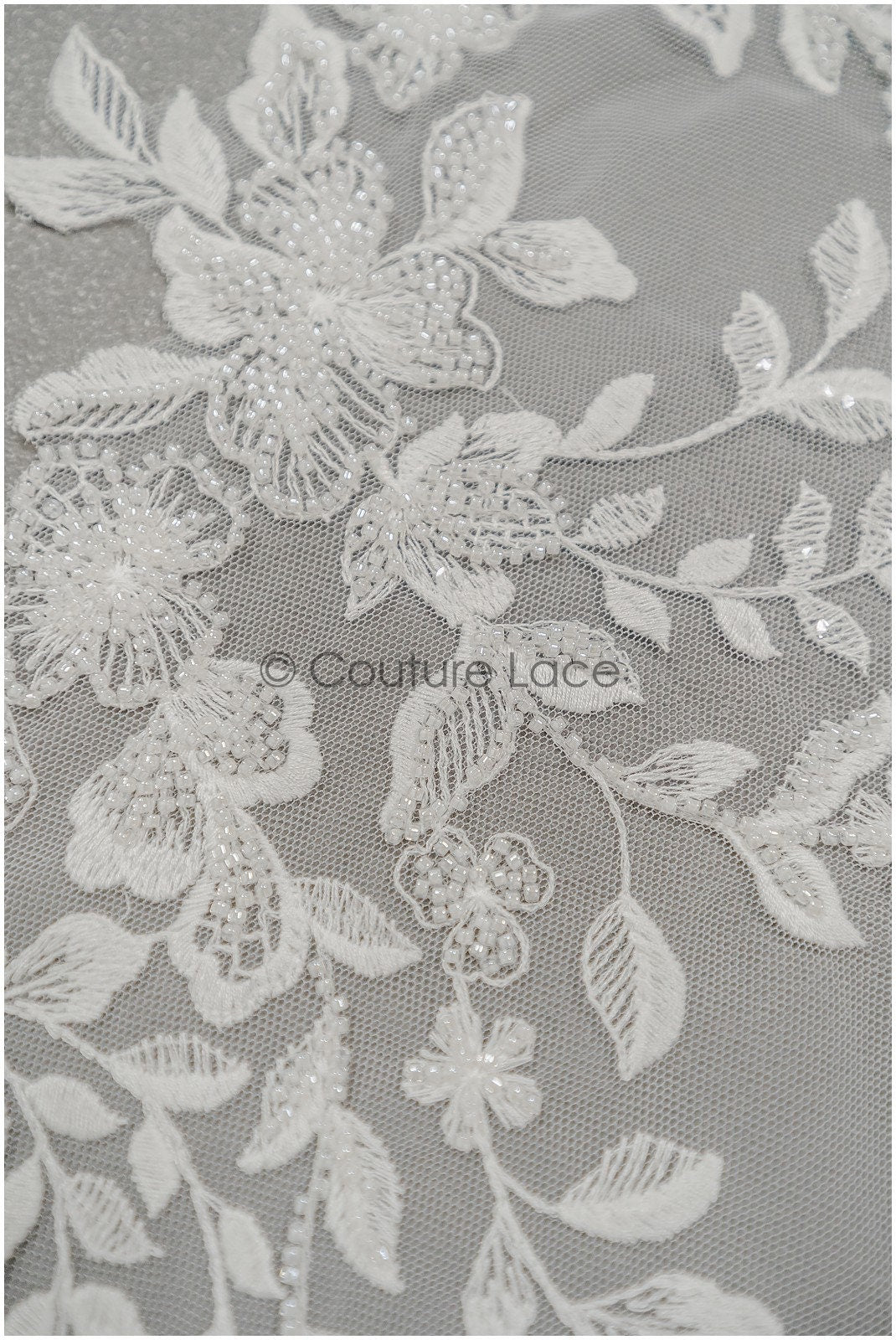 Perlen-Applikationen für Brautkleid, Blumen-Spitzen-Patches, bestickte Spitzenapplikationen, kordelierte Spitzenapplikationen off-white// A21-217