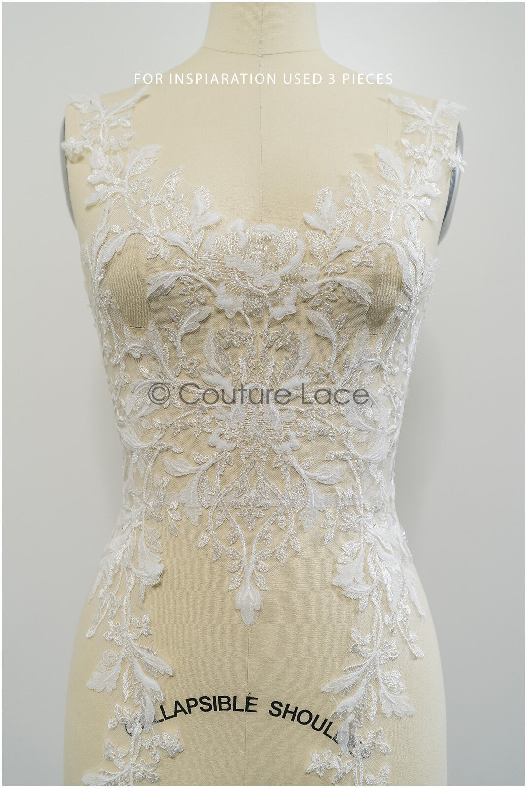 Perlen Applikation für Brautkleid, Blumenspitze Aufnäher, bestickte Spitzenapplikation, Brautapplikation// A21-197