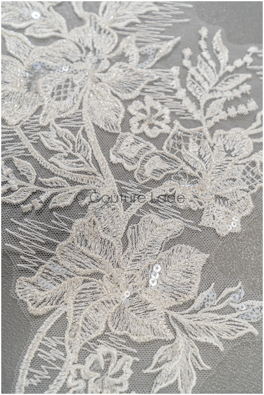 Perlen Applikation für Brautkleid, Blumenspitze Aufnäher, bestickte Spitzenapplikation, Brautapplikation// A21-200