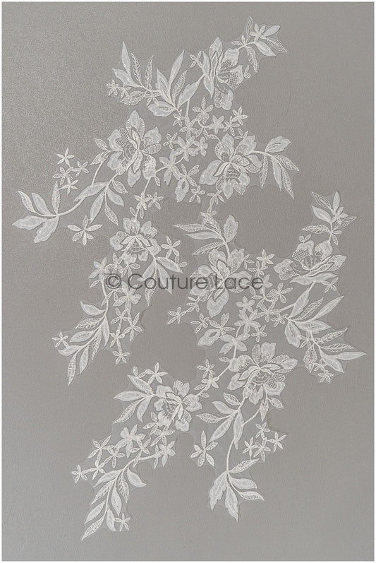 Perlen-Applikation für Brautkleid, Blumenspitze Aufnäher, bestickte Spitzenapplikation, Brautapplikation// A21-201