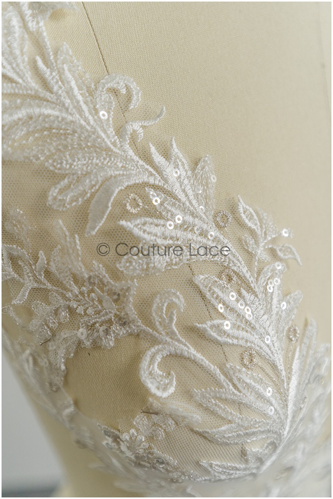 Floral lace applique for wedding dress, floral lace patch, embroidered lace applique, bridal applique// A21-202