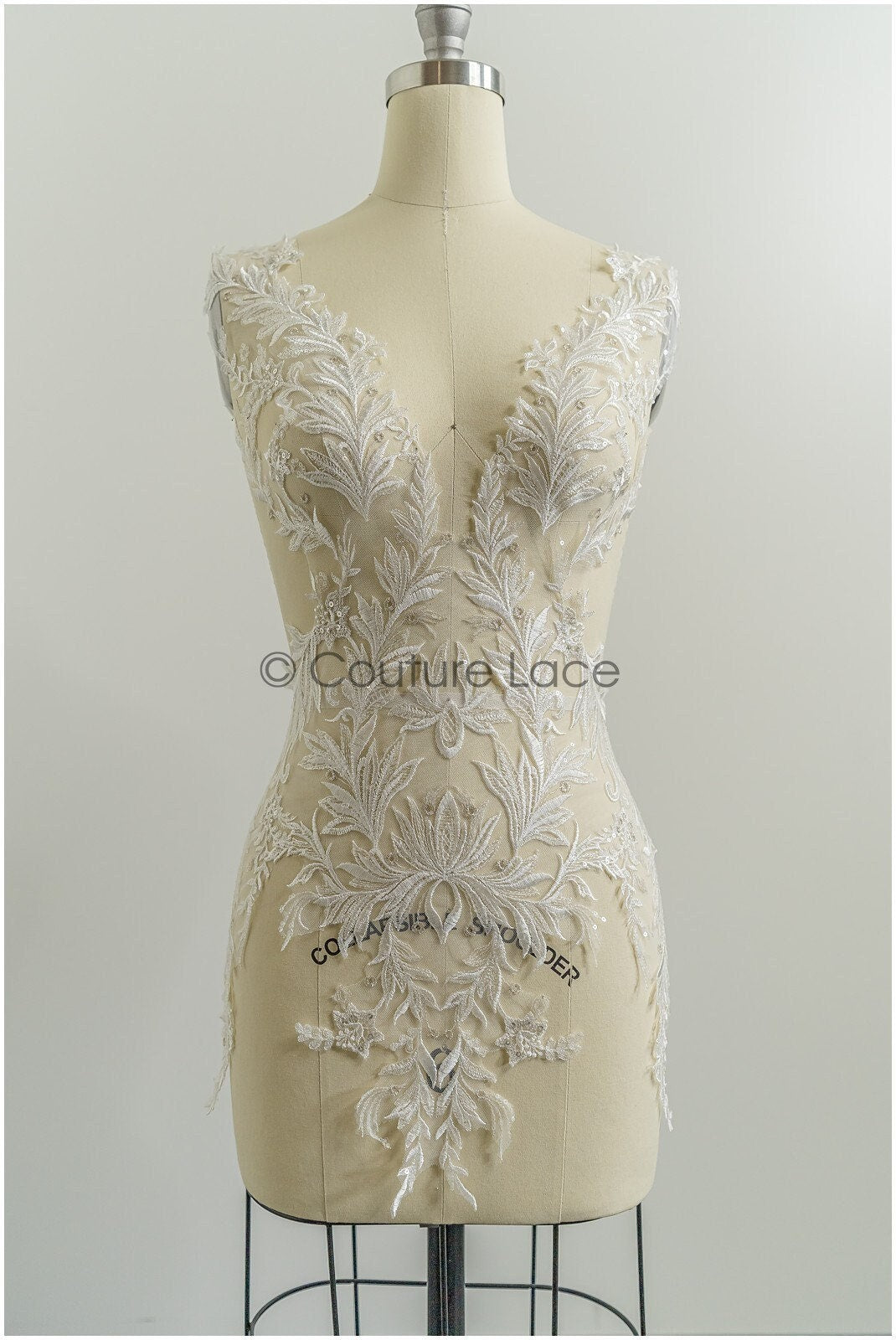 Floral lace applique for wedding dress, floral lace patch, embroidered lace applique, bridal applique// A21-202