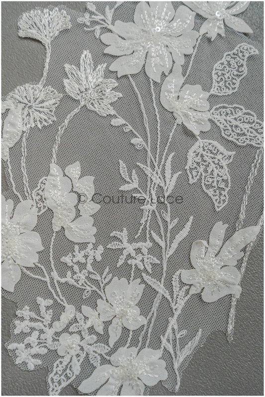 super weiche Wildblumen Spitzen Applikation für Brautkleid, BlumenSpitze Patches, bestickte Spitzen Applikation, Braut Applikation// A21-205