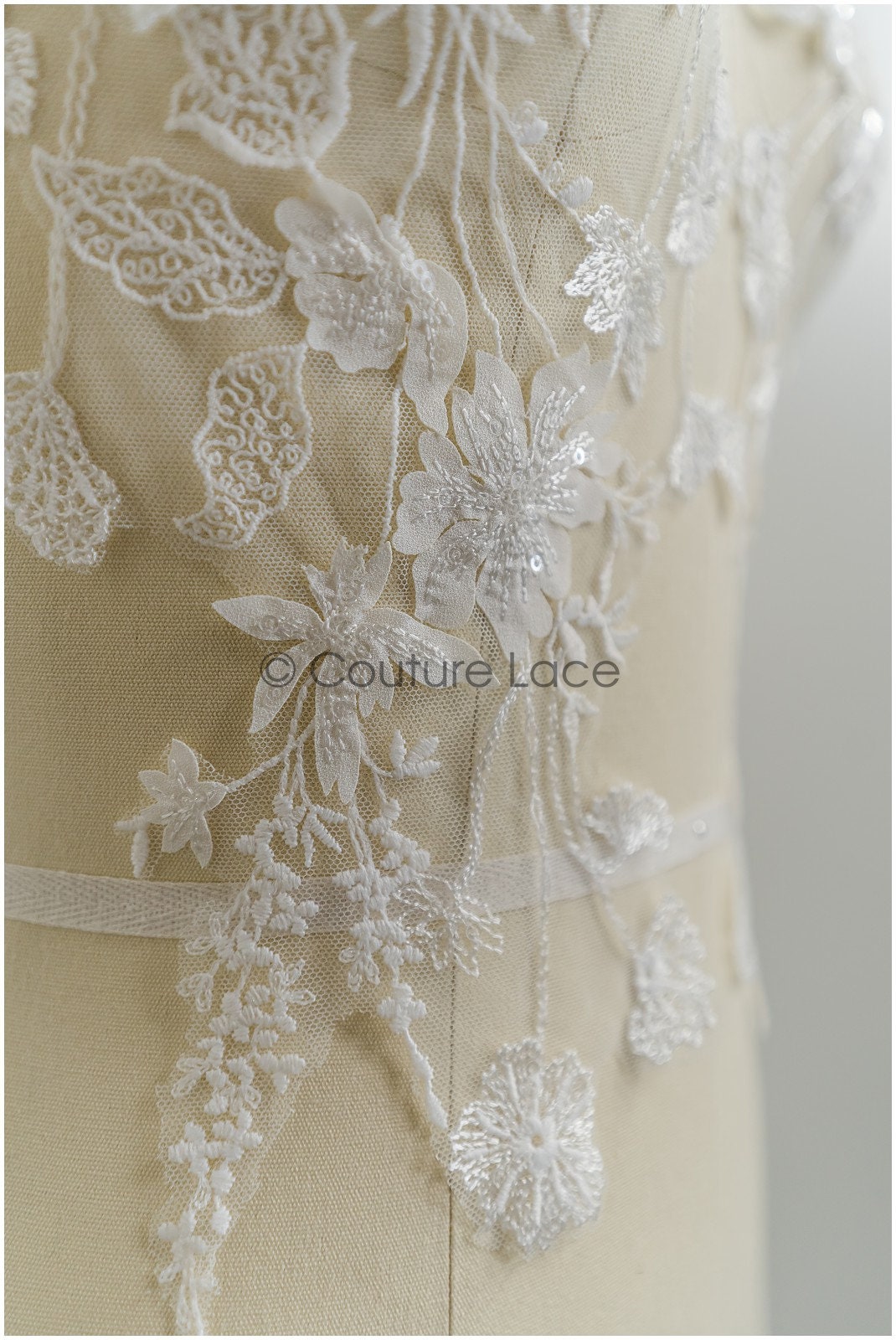 super weiche Wildblumen Spitzen Applikation für Brautkleid, BlumenSpitze Patches, bestickte Spitzen Applikation, Braut Applikation// A21-205