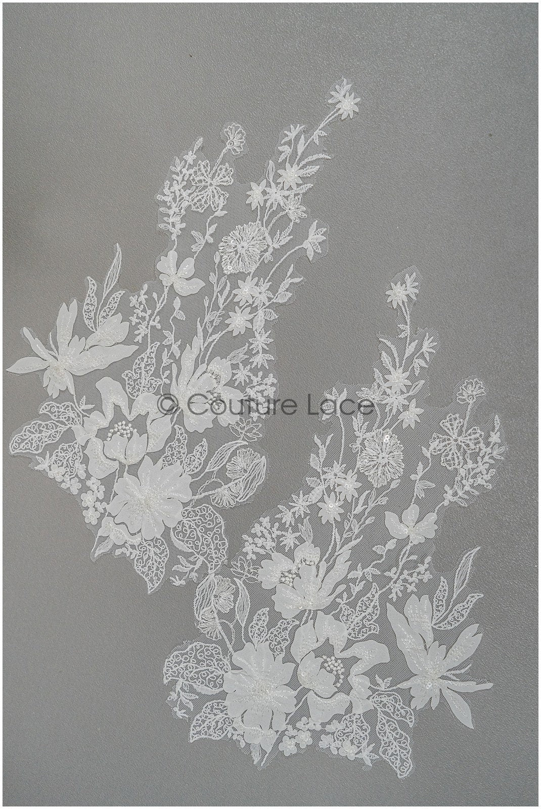 Super soft wildflower lace applique for wedding dress, floral lace patches, embroidered lace applique, bridal applique// A21-206
