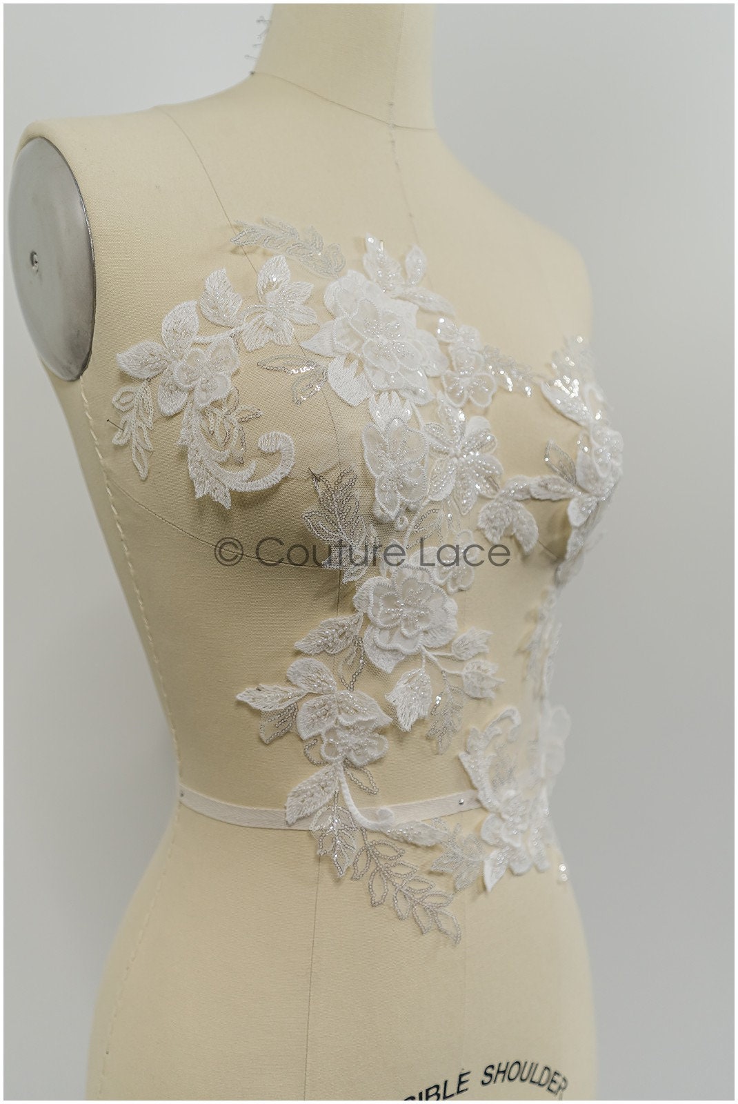 3D Blumen Spitzen Applikation, 3D Blumen Applikation, SpitzenBlume Applikation, Spitzen Applikation, 3D Brautkleid Spitzen Applikation, BrautSpitze Applikation// A21-207
