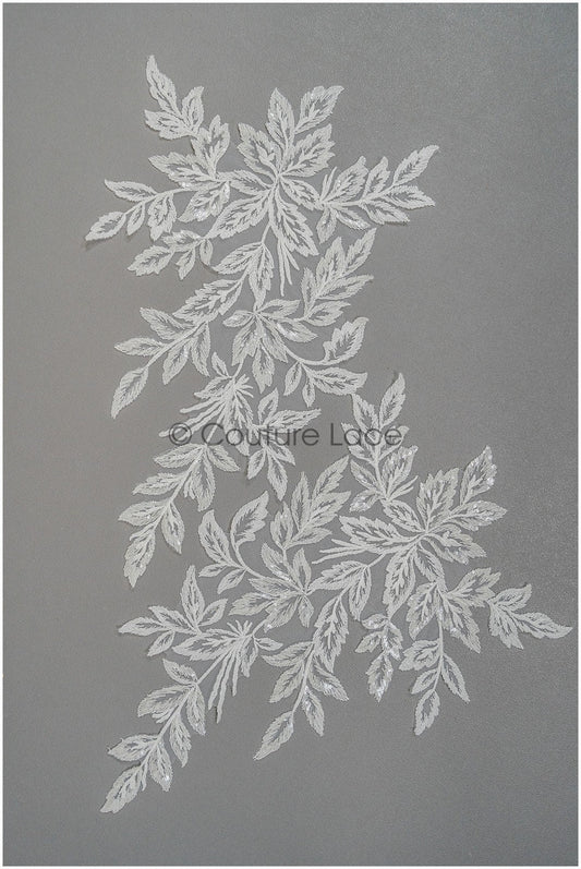 Florale SpitzenApplikationen für Brautkleid, Blumenspitze Aufnäher, bestickte Spitzenapplikationen, kordelierte Spitzenapplikationen off-white// A21-208