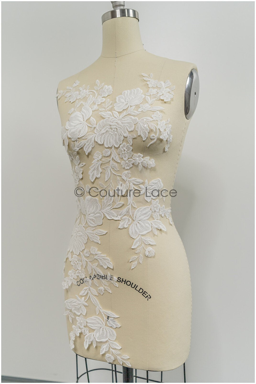 Floral lace appliques for bridal dress, floral lace patches, embroidered lace appliques, corded lace appliques off-white// A21-210