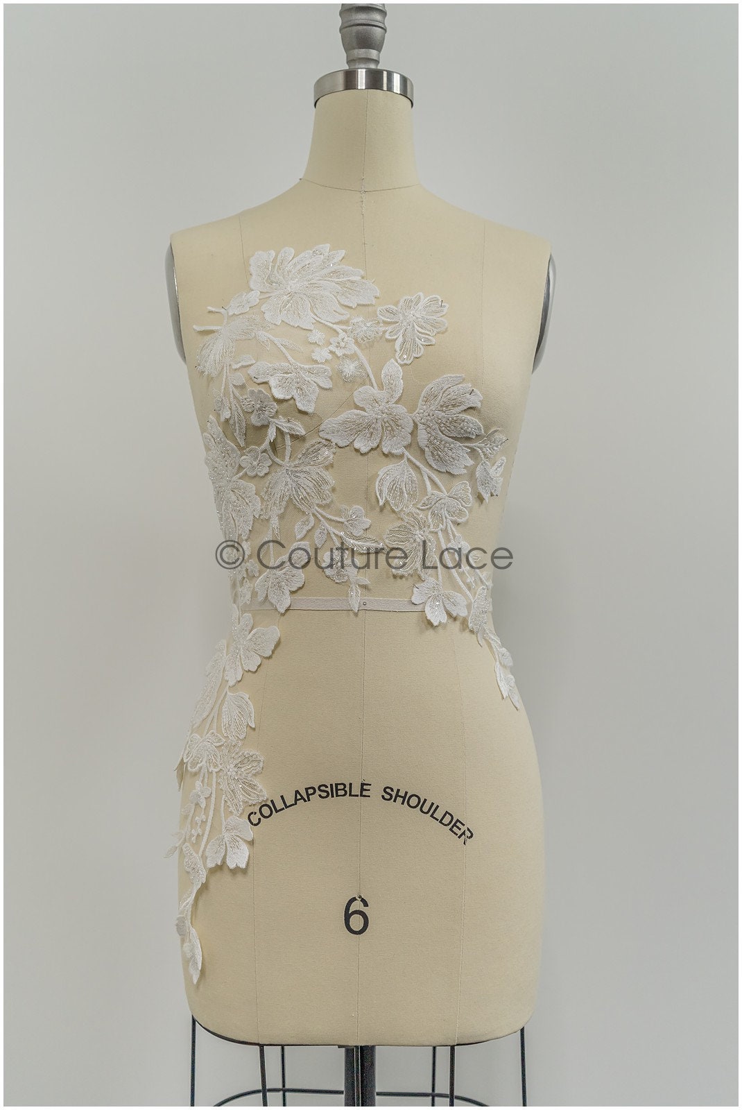 Perlen Applikationen für Brautkleid, Blumenspitze Aufnäher, bestickte Spitzenapplikationen, kordelierte Spitzenapplikationen off-white// A21-212