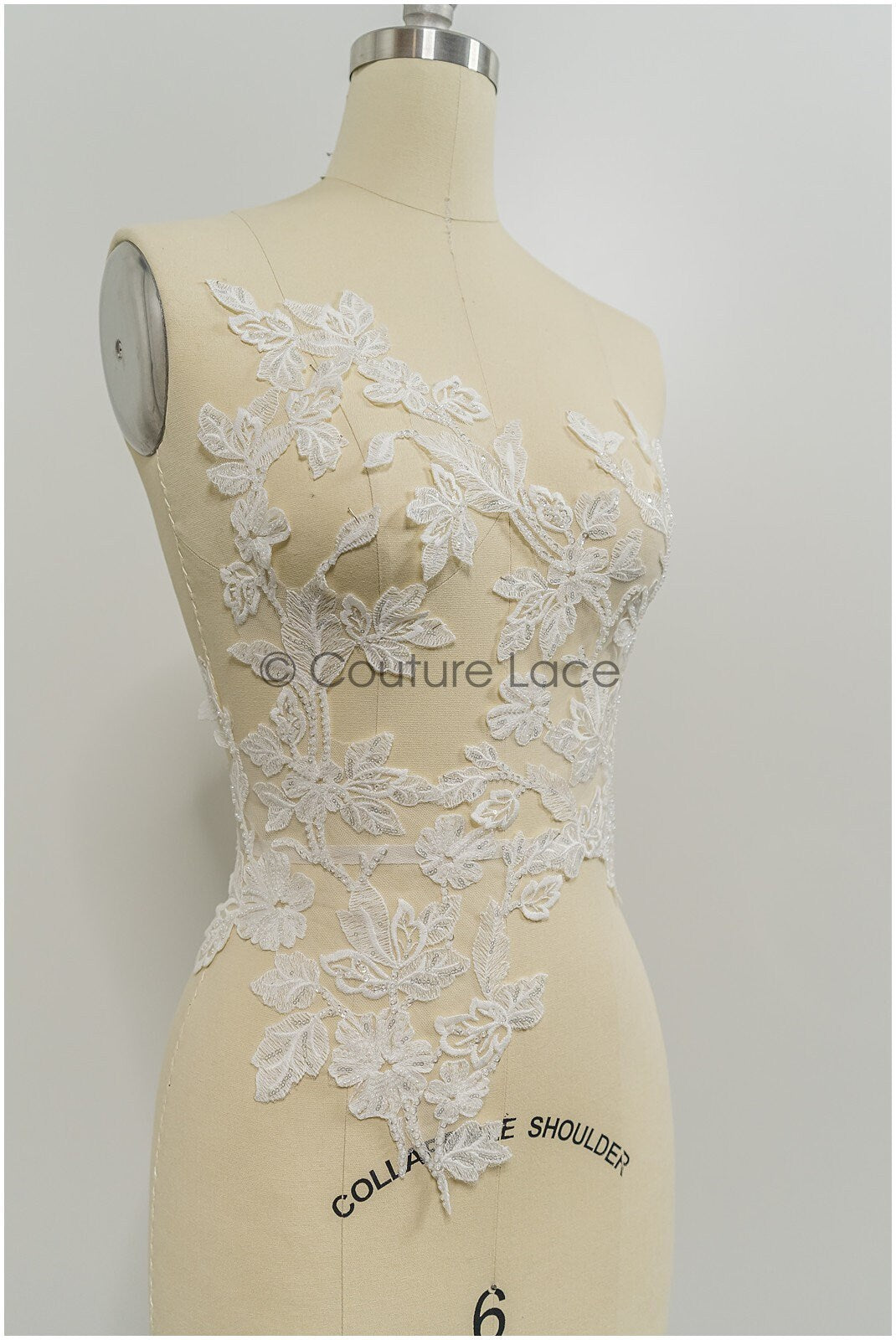 Perlen Applikationen für Brautkleid, Blumenspitzen Aufnäher, bestickte Spitzenapplikationen, kordelierte Spitzenapplikationen off-white// A21-214