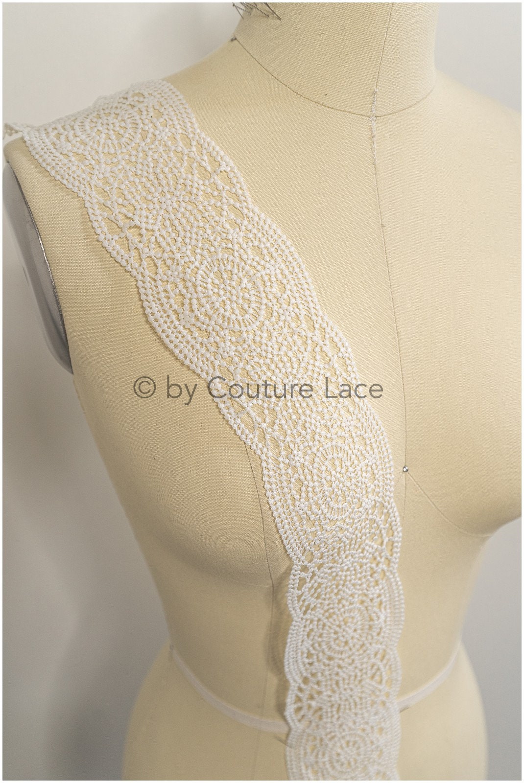 Boho crochet lace border off-white/ Guipure lace border/ Bridal lace border/ Macrame lace// T21-124
