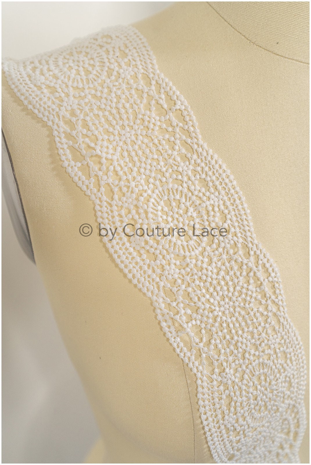 Boho crochet lace border off-white/ Guipure lace border/ Bridal lace border/ Macrame lace// T21-124