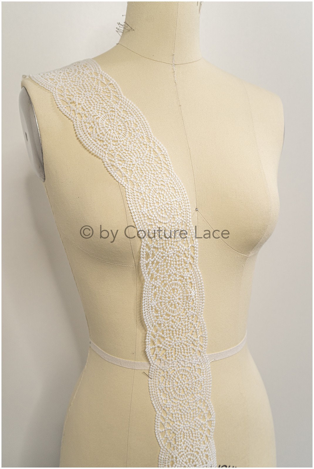 Boho crochet lace border off-white/ Guipure lace border/ Bridal lace border/ Macrame lace// T21-124