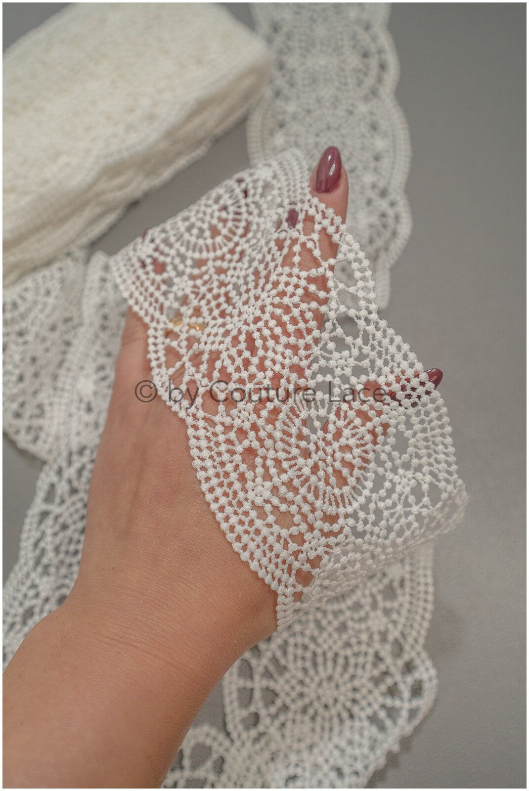 Boho crochet lace border off-white/ Guipure lace border/ Bridal lace border/ Macrame lace// T21-124