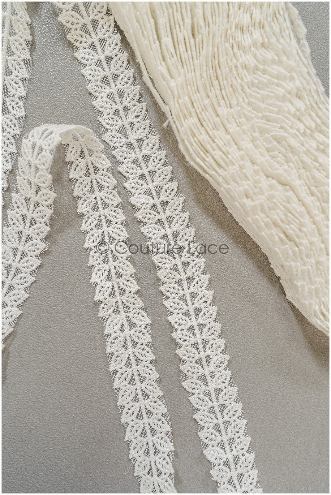 Leaf lace trim off-white/ boho lace trim/ embroidered bridal lace/ lace veil trim// T22-073CO