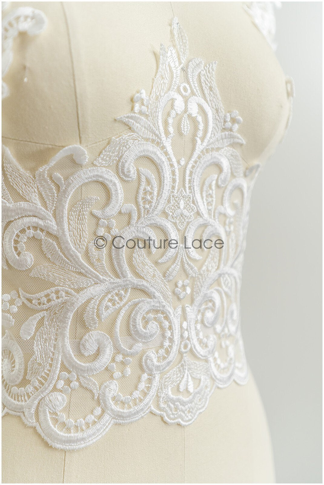 Off-white lace trim/ embroidered bridal lace/ bridal lace trim/ elegant lace/ wedding dress lace trim// T21-148