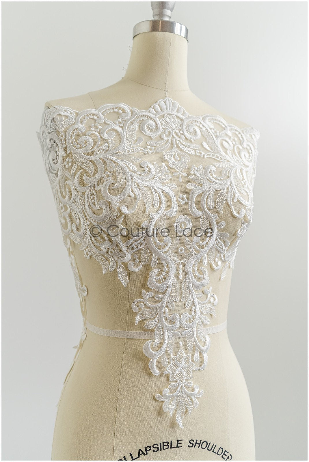 Off-white lace trim/ embroidered bridal lace/ bridal lace trim/ elegant lace/ wedding dress lace trim// T21-148