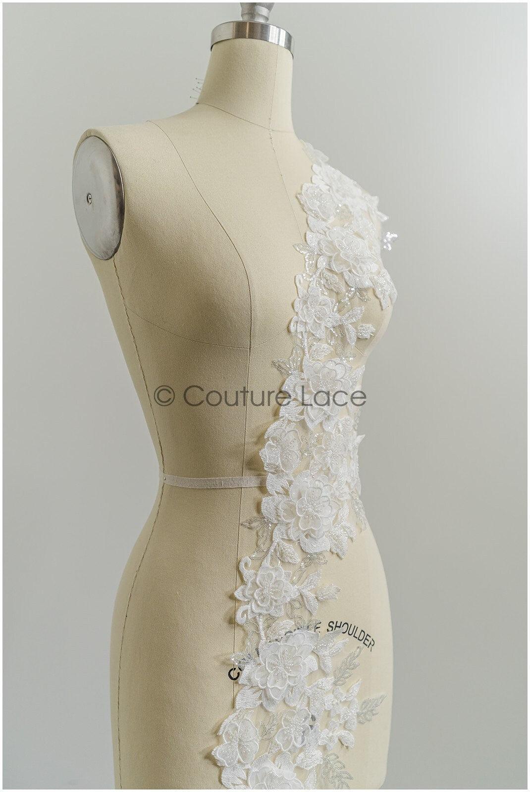 3D flower pearl lace trim/ off-white bridal lace trim/ lace trim veil// T21-150