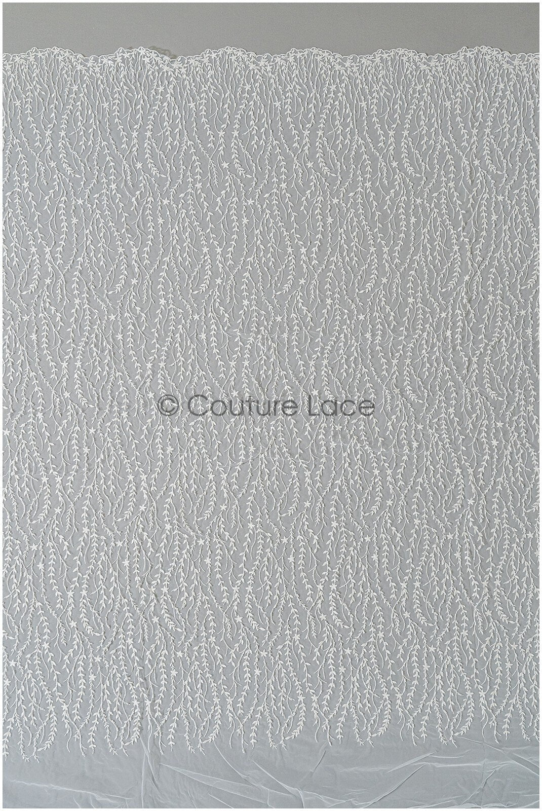Perlen Spitzenstoff Off-White/ Brautspitze mit Perlen/ Hochzeitskleid Spitze mit Perlen & Pailletten/ Perlenspitze/ Französische Spitze// L22-301MB