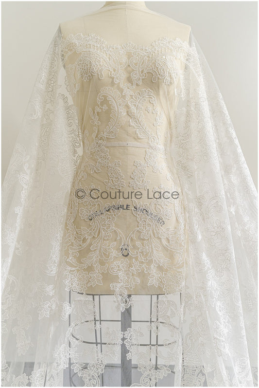 Royal Braut Spitzenstoff für Hochzeitskleid/ Brautspitze Stoff Off-White/ französische Braut Spitze// L22-307B