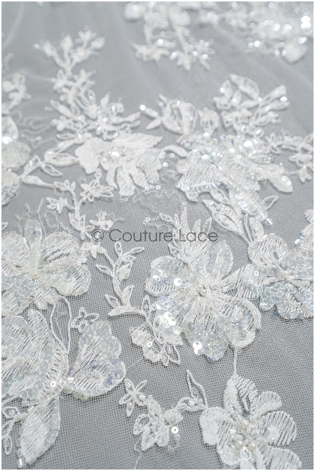 Perlen Spitzenstoff Off-White/ Perlen Brautkleid Spitze/ Couture Spitzenstoff/ Perlen Braut Spitze// L22-367B