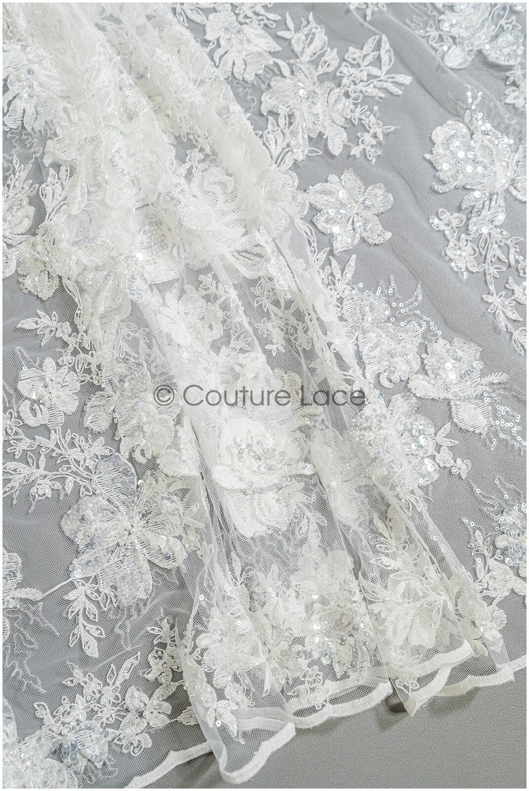 Perlen Spitzenstoff Off-White/ Perlen Brautkleid Spitze/ Couture Spitzenstoff/ Perlen Braut Spitze// L22-367B