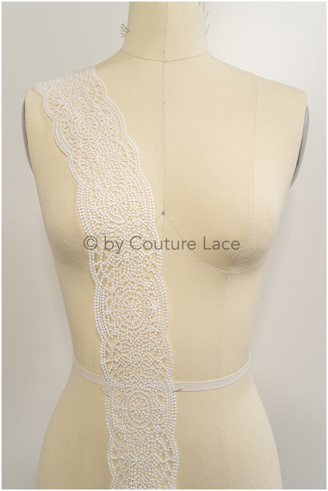 Boho crochet lace border off-white/ Guipure lace border/ Bridal lace border/ Macrame lace// T21-124