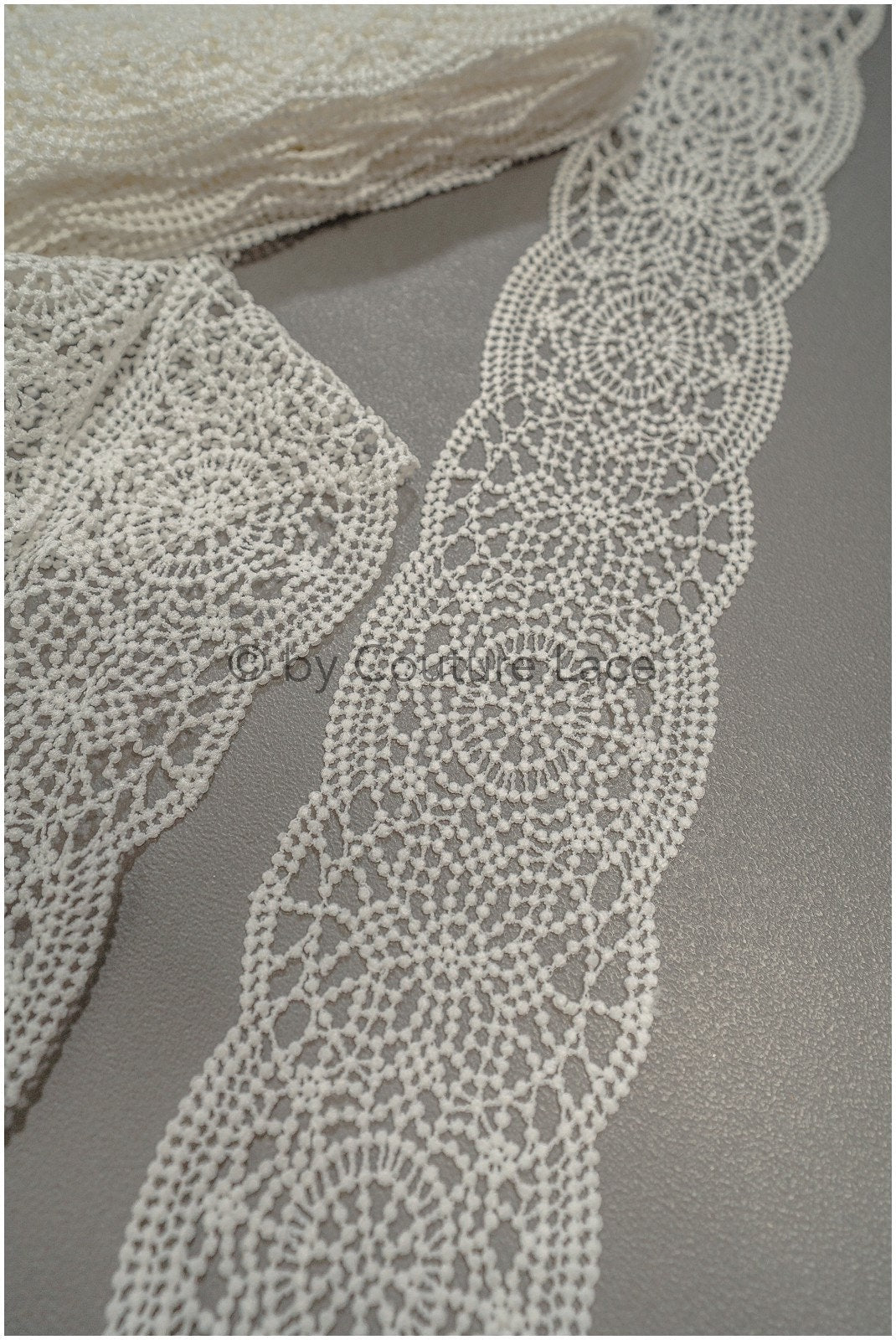 Boho crochet lace border off-white/ Guipure lace border/ Bridal lace border/ Macrame lace// T21-124