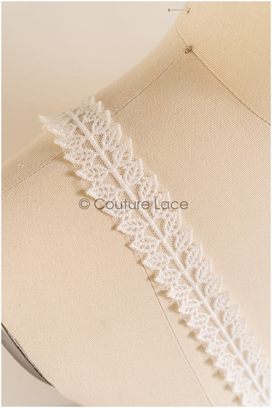 Garniture en dentelle de feuilles blanc cassé/garniture en dentelle Boho/dentelle de mariée brodée/garniture de voile de dentelle//T22-073CO