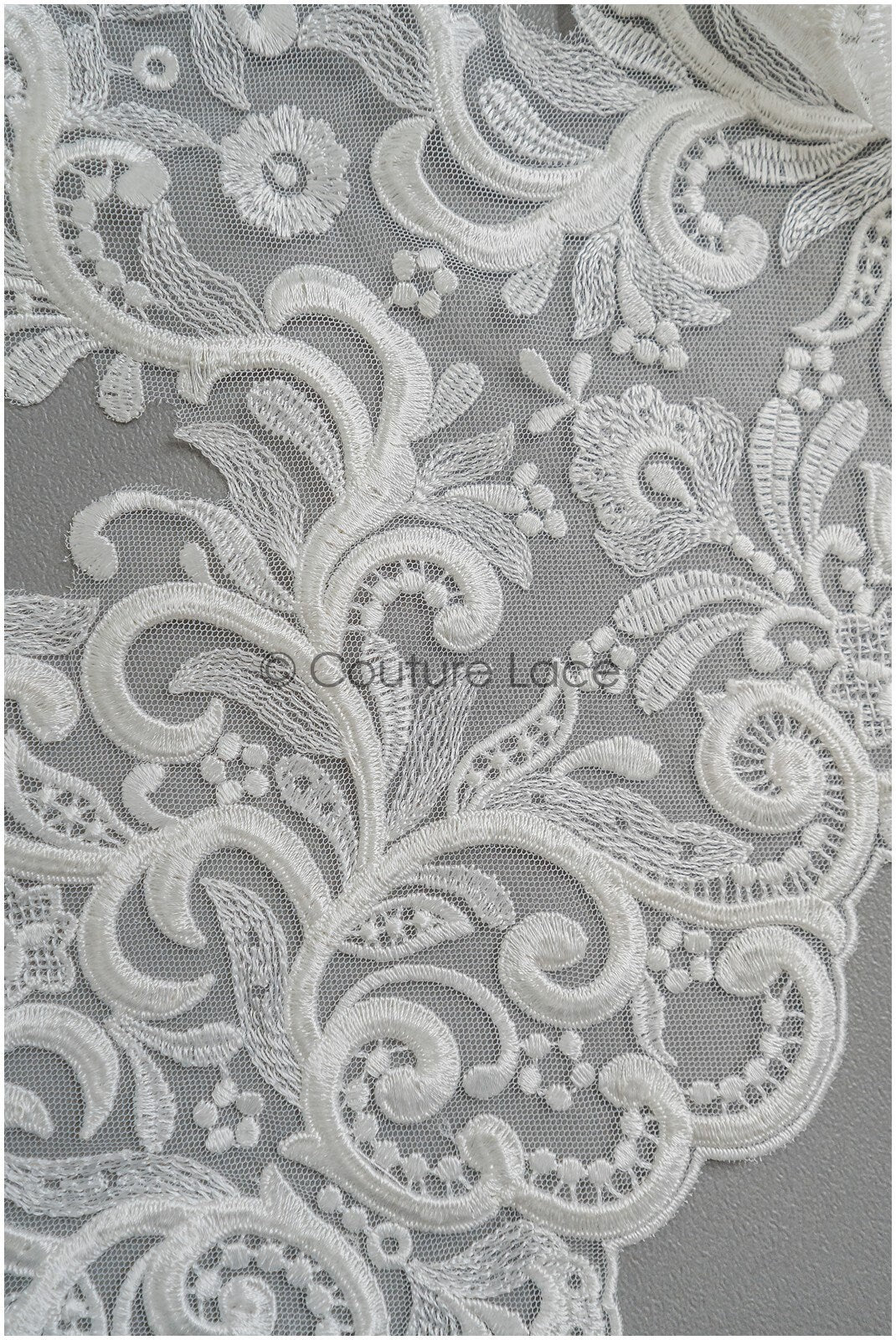 Off-white lace trim/ embroidered bridal lace/ bridal lace trim/ elegant lace/ wedding dress lace trim// T21-148