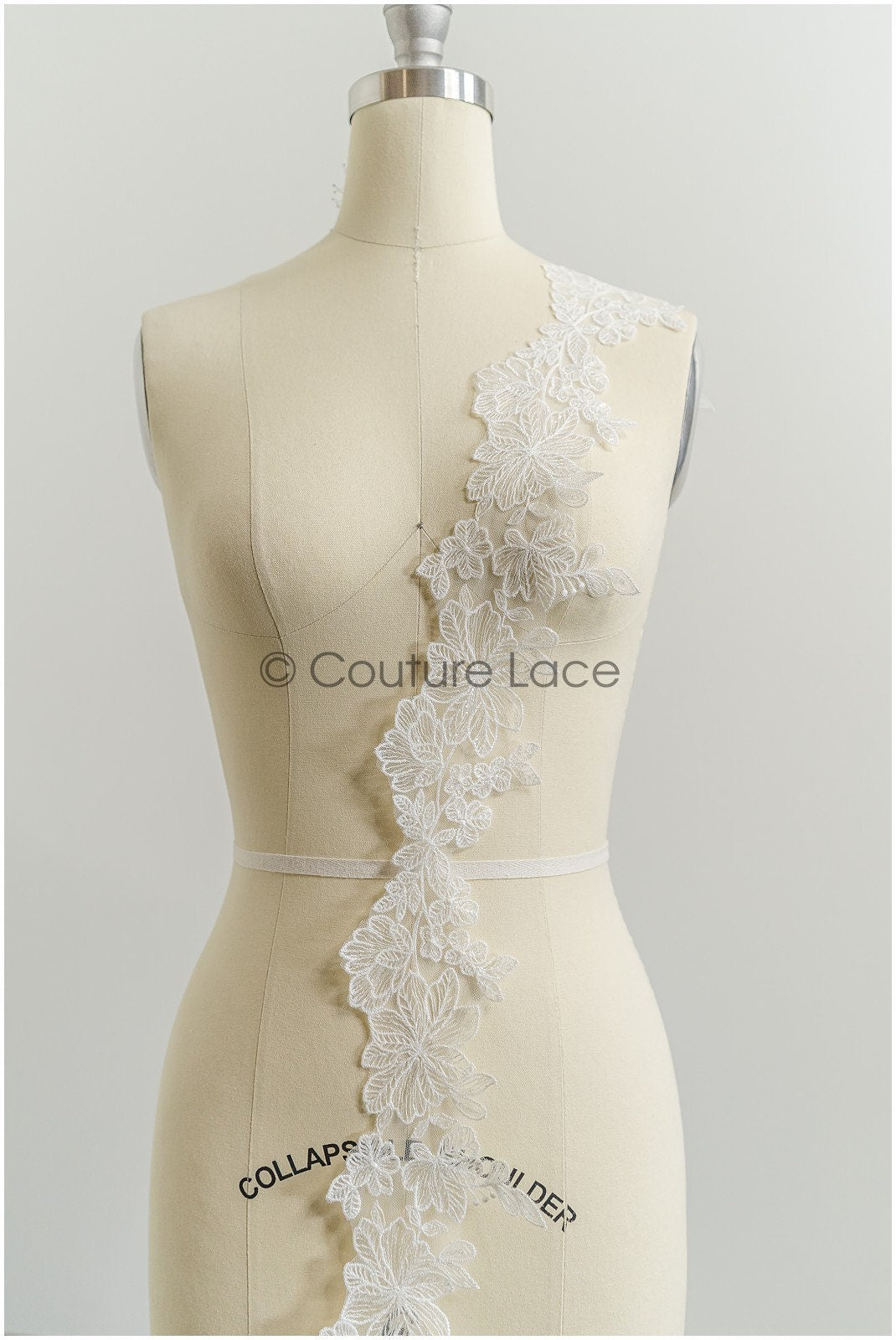Off-white lace trim with sequins/ embroidered lace trim/ flower lace trim/ floral lace trim// T21-151