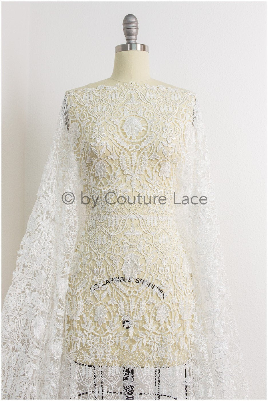 Guipure Spitzenstoff Off-White/ Boho Brautkleid Stoff/ Spitzenstoff für Hochzeitskleid/ Häkelspitze für Brautkleid// L19-201