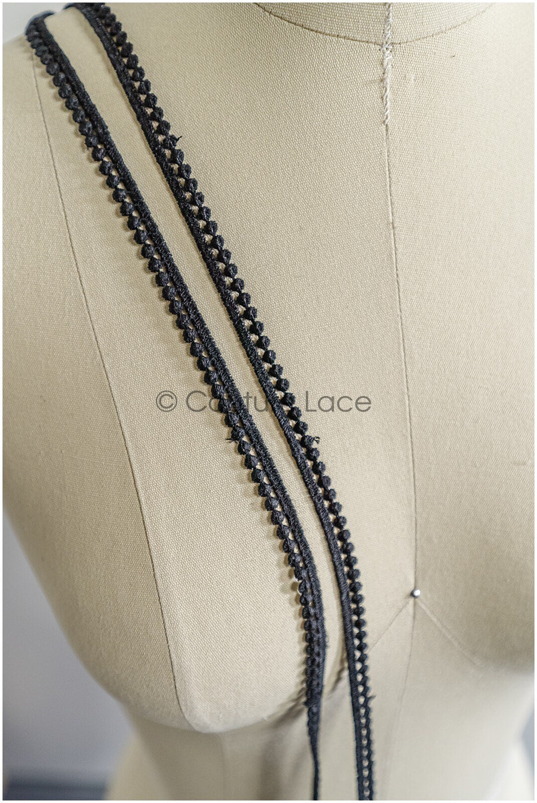 9yds Black Boho Lace Trim/ Lace Trim/ Bridal Lace Trim with Dots// T22-162