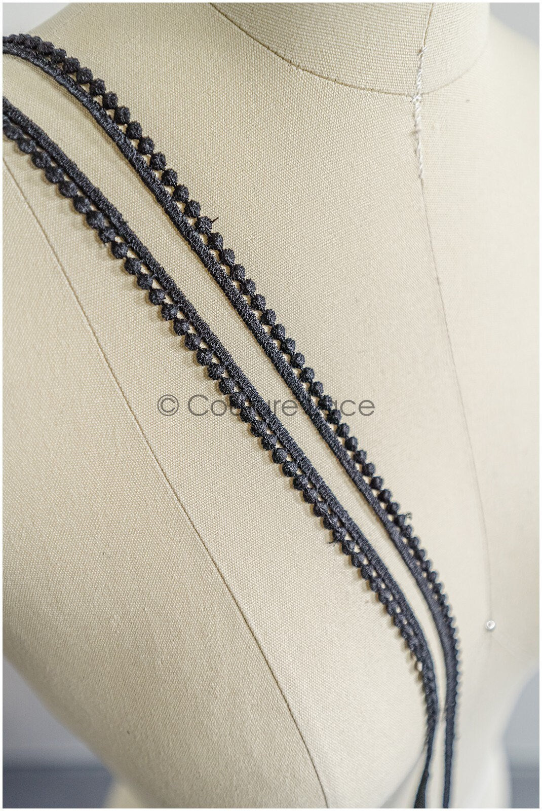 9yds Black Boho Lace Trim/ Lace Trim/ Bridal Lace Trim with Dots// T22-162