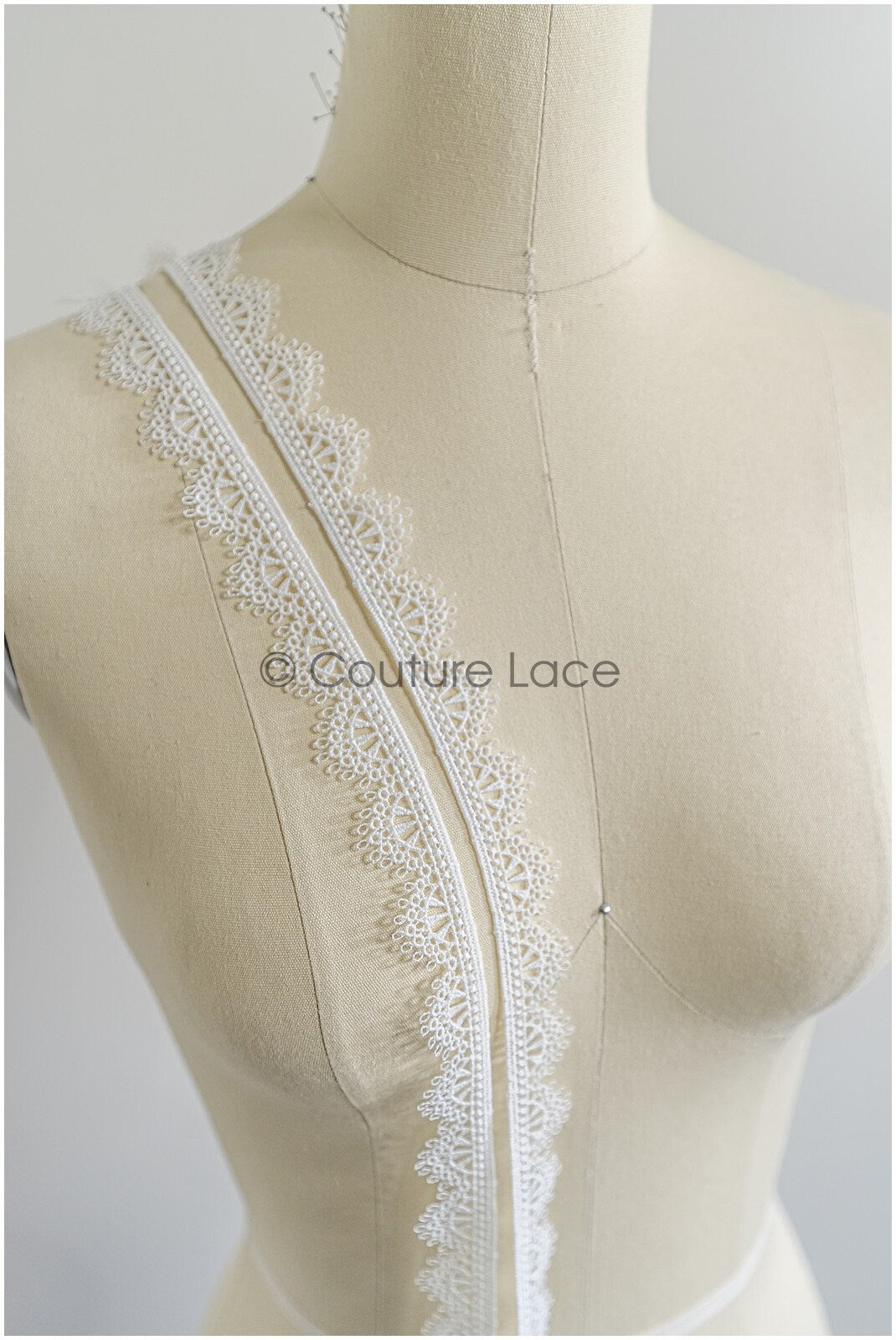 5yds Boho Lace Trim Off-White/ Geometric Lace Trim/ Bridal Guipure Lace Trim// T22-163